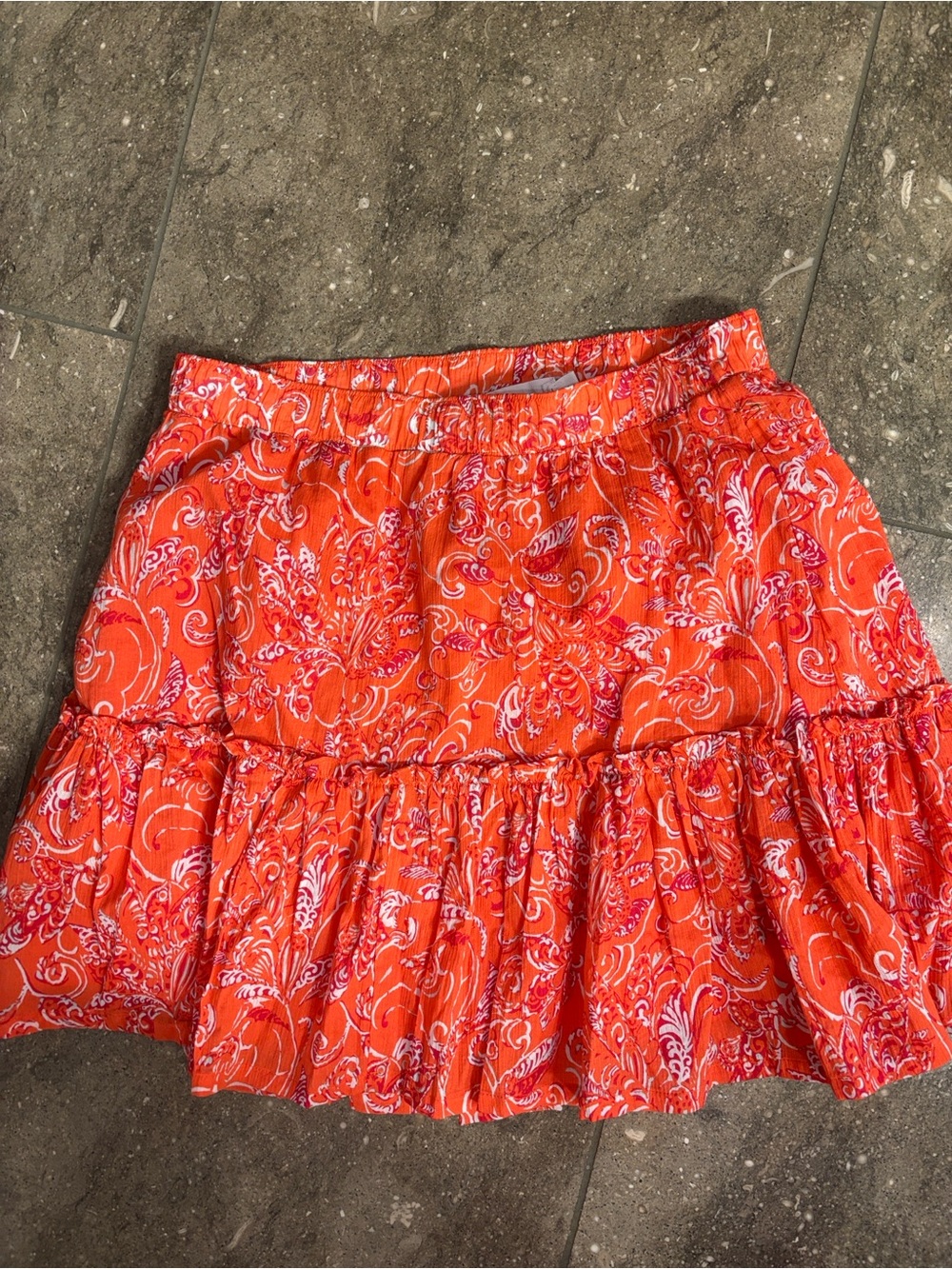 Carve Designs organic cotton print skirt, M, orange, NWOT